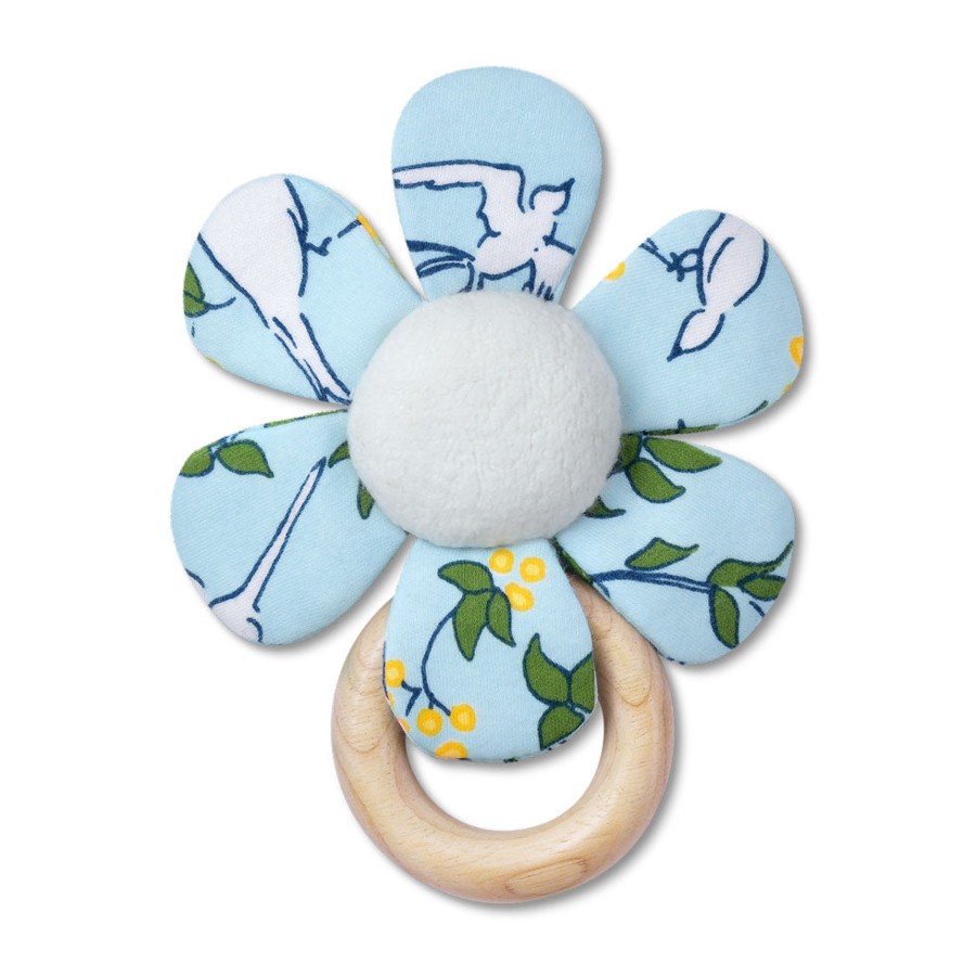 Organic Play Apple Park & Organic Farm Buddies Teethers & Rattles | Lala Curio Teething Rattle - Enchanted Leaves Blue