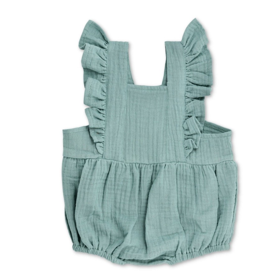 Organic Toddler Apparel Apple Park & Organic Farm Buddies One-Pieces | Muslin Flutter Sleeve Romper - Teal