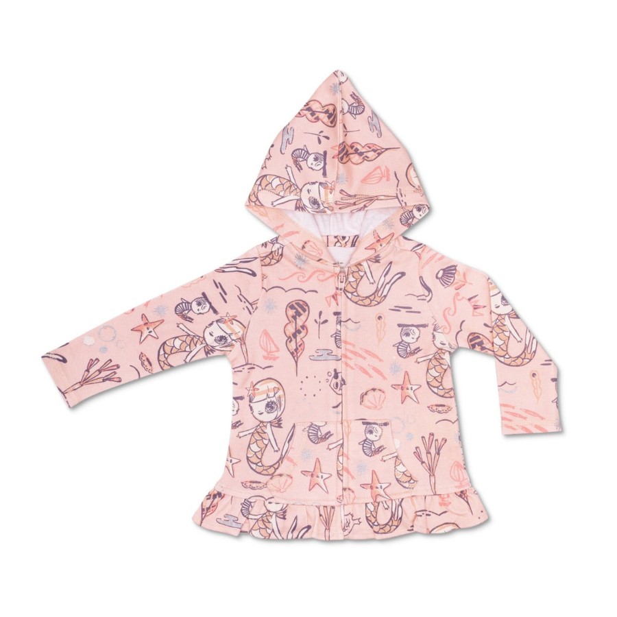 Organic Baby Apparel Apple Park & Organic Farm Buddies Tops | Kefe Ruffle Hoodie - Pink Mermaid