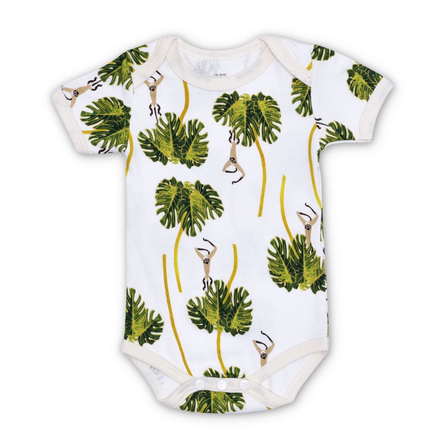 Organic Baby Apparel Apple Park & Organic Farm Buddies One-Pieces | Lala Curio Essential Onesie - Dancing Palms White