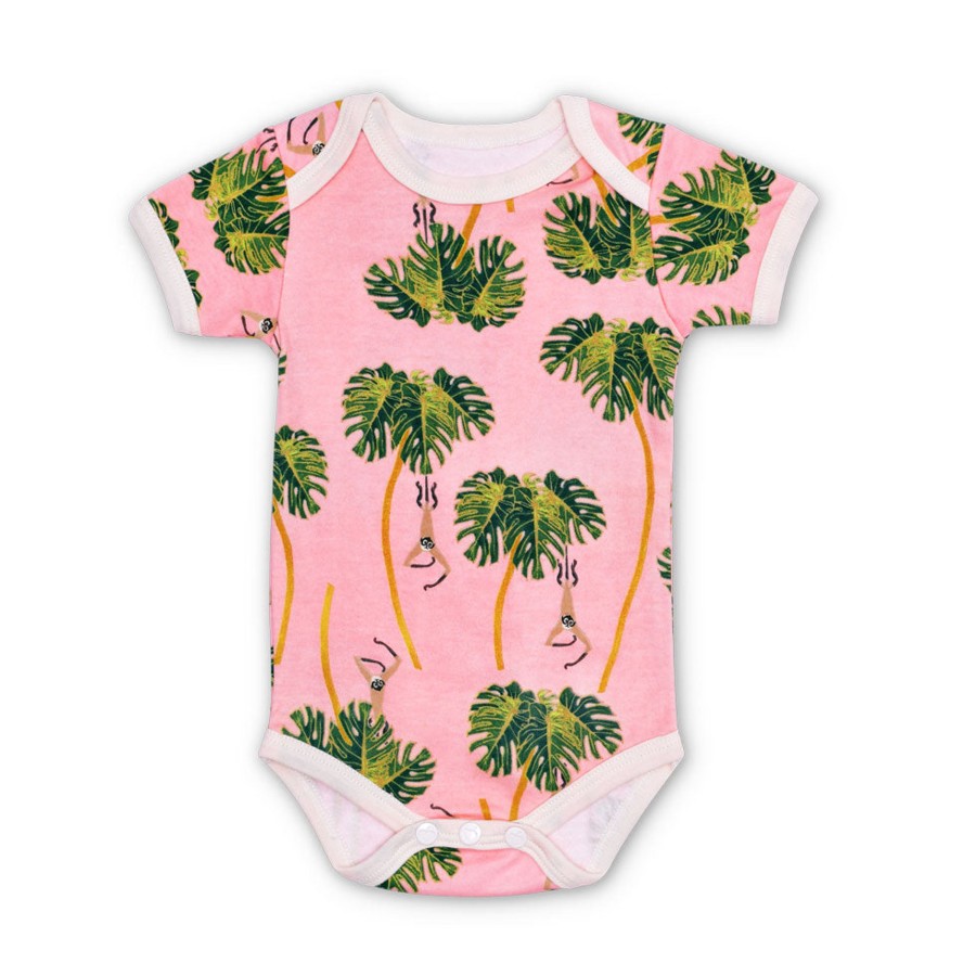 Organic Baby Apparel Apple Park & Organic Farm Buddies All Baby Neutral | Lala Curio Essential Onesie - Dancing Palms Pink