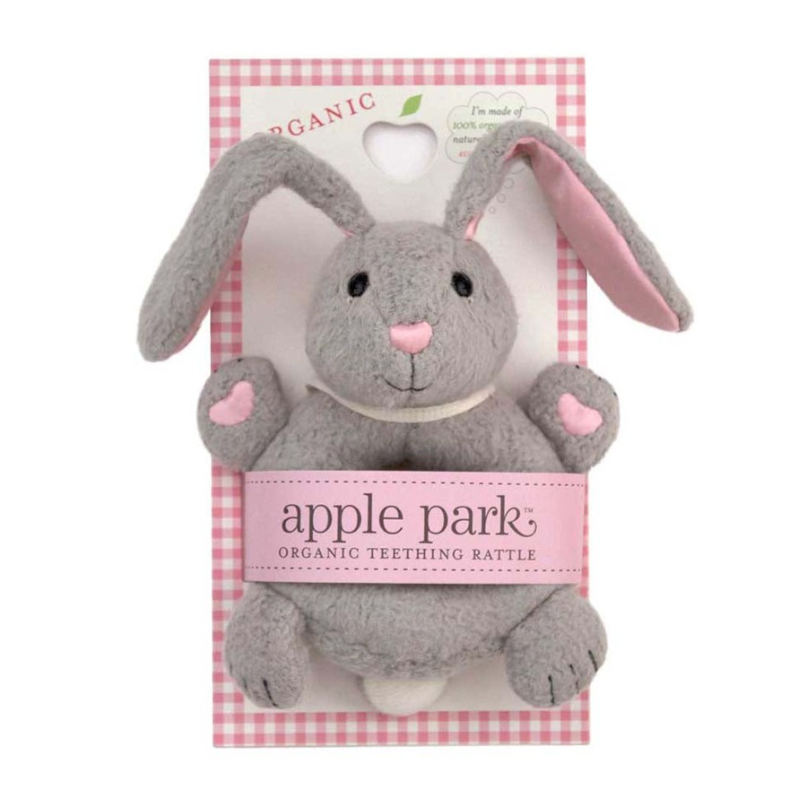 Organic Play Apple Park & Organic Farm Buddies Teethers & Rattles | Soft Teething Rattle - Bunny