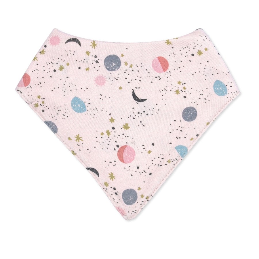 Organic Baby Apparel Apple Park & Organic Farm Buddies Accessories | Organic Cotton Bandana Bib Pink Moon & Stars