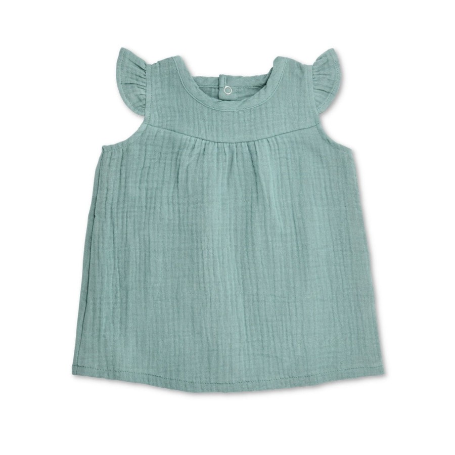 Organic Baby Apparel Apple Park & Organic Farm Buddies Dresses | Muslin Flutter Sleeve Dress - Teal