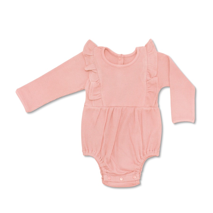 Organic Toddler Apparel Apple Park & Organic Farm Buddies One-Pieces | Waffle Long Sleeve Romper - Dusty Rose