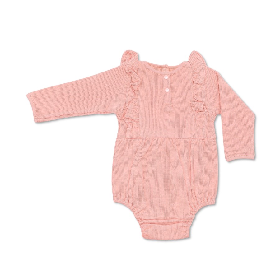 Organic Toddler Apparel Apple Park & Organic Farm Buddies One-Pieces | Waffle Long Sleeve Romper - Dusty Rose