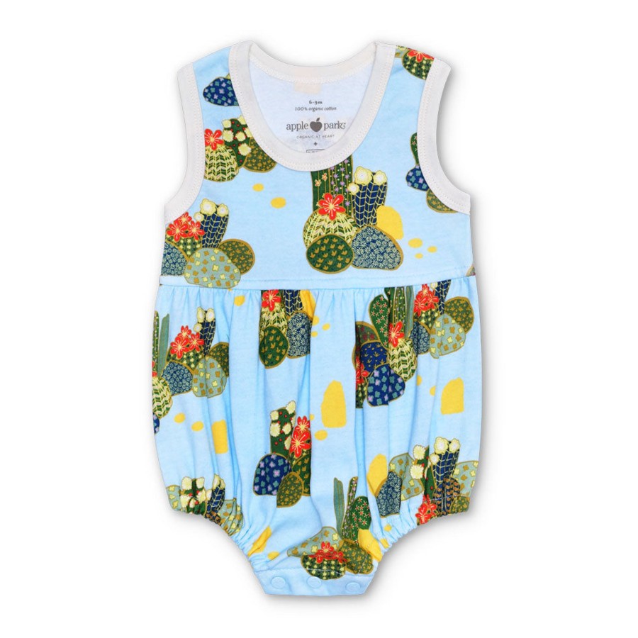 Organic Toddler Apparel Apple Park & Organic Farm Buddies One-Pieces | Lala Curio Bubble Romper - Joshua Tree Desert Blue