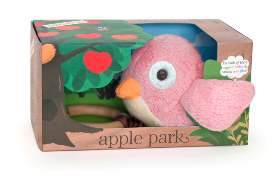 Organic Play Apple Park & Organic Farm Buddies Teethers & Rattles | Crawling Critter Teething Toy - Pink Birdy