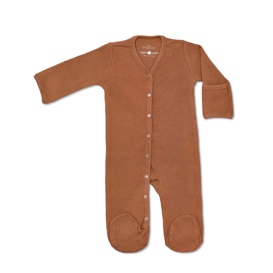 Organic Baby Apparel Apple Park & Organic Farm Buddies All Baby Neutral | Waffle Footie - Caramel