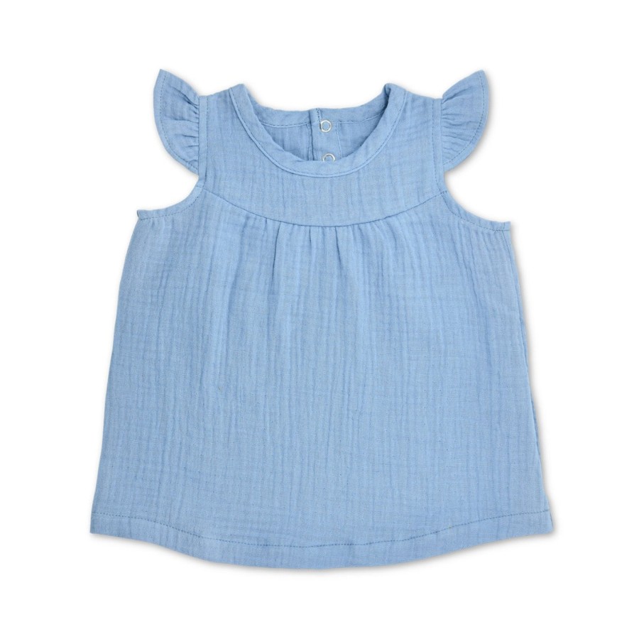 Organic Toddler Apparel Apple Park & Organic Farm Buddies All Toddler Girl | Muslin Dress - Blue